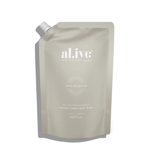 Alive Body 1 ltr wash refill - sea cotton & coconut