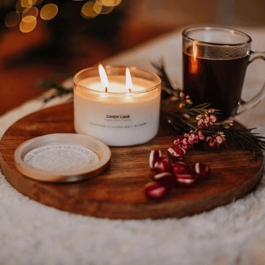 Candy Cane Gold Lid Soy Candle - Ginja B