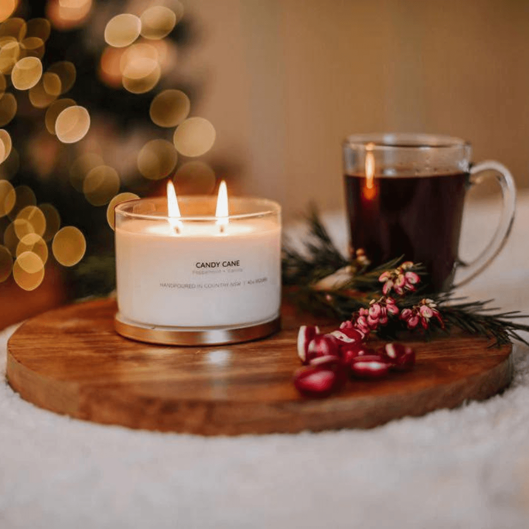 Candy Cane Gold Lid Soy Candle - Ginja B