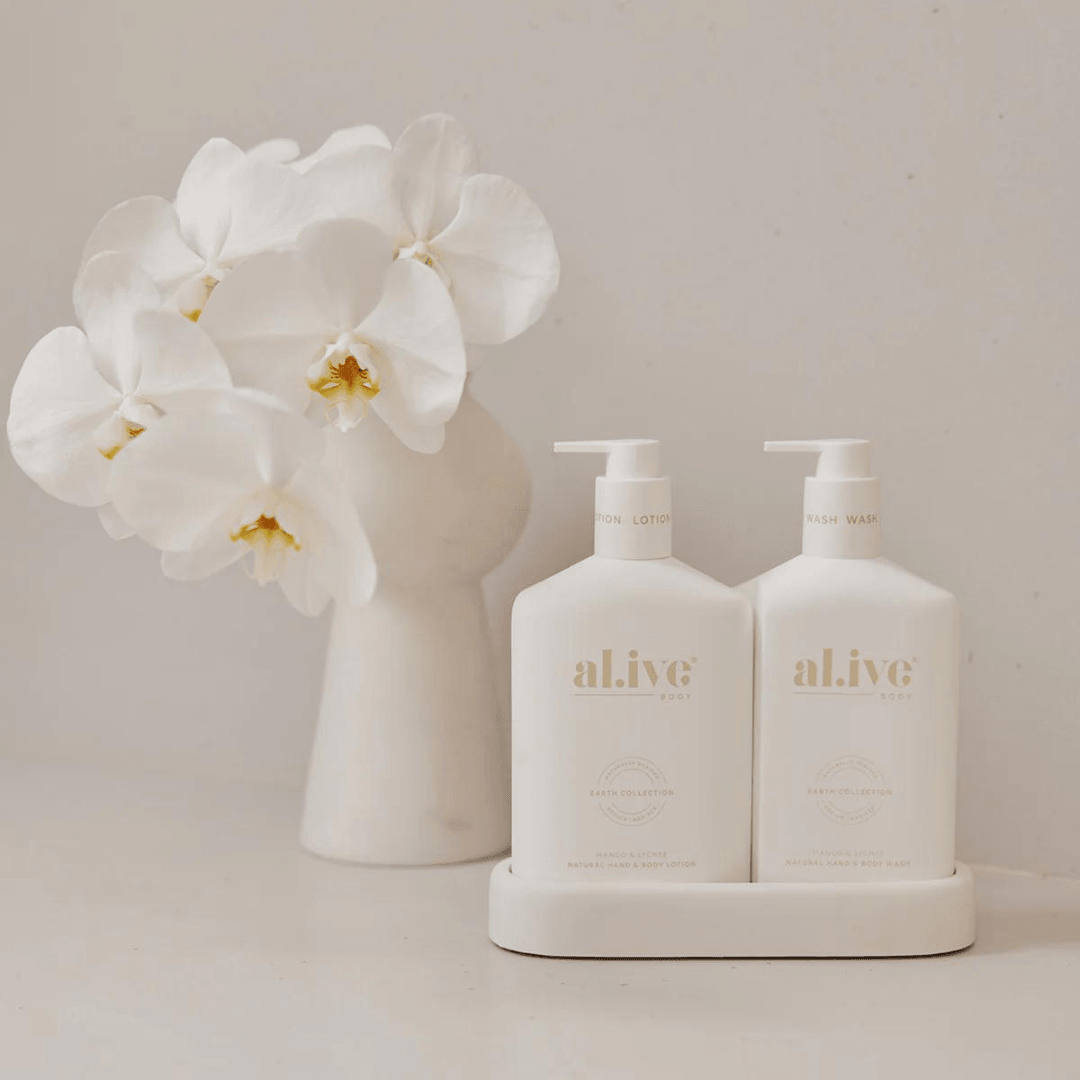 Alive Body Wash & Lotion Duo + Tray - Mango & Lychee - Ginja B