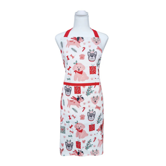 Dog Collage Christmas Apron White & Red 83x68cm - Ginja B