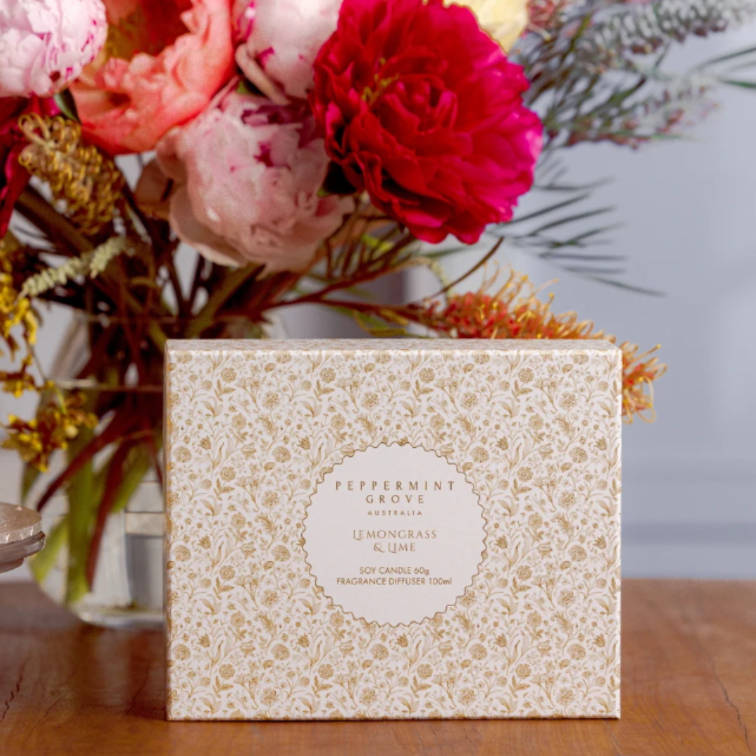 Lemongrass & Lime Mini Soy Candle & Diffuser Set