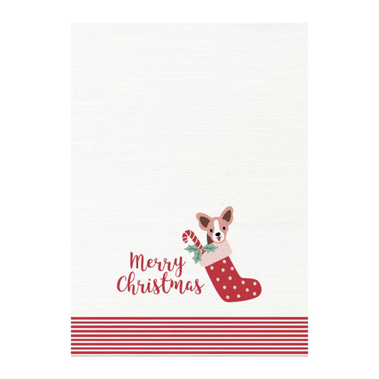 Dog Collage Christmas Tea Towel 2pk 50x70cm Red And White - Ginja B