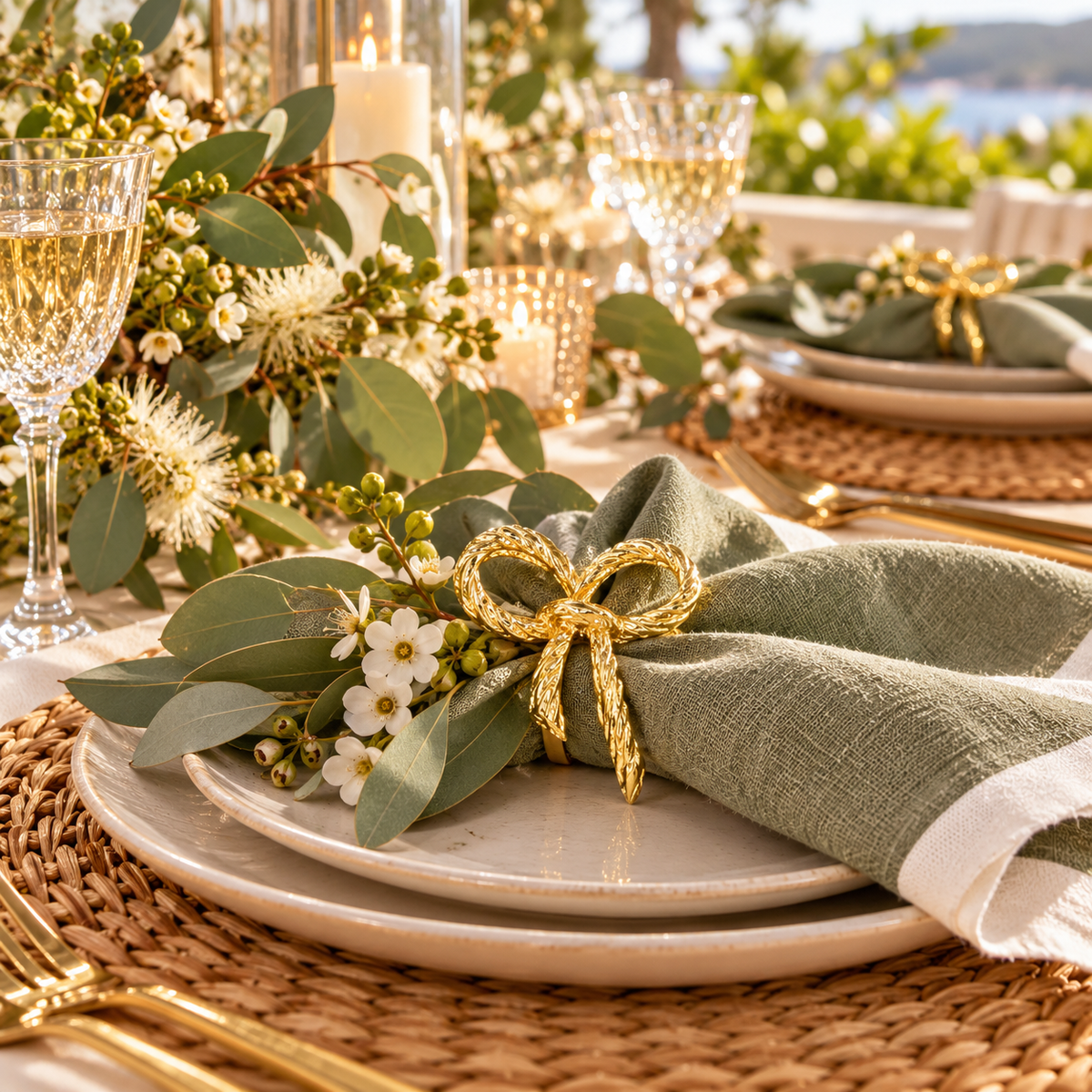 Gold Bow Napkin Rings – Set of 4 | J.Elliot Home