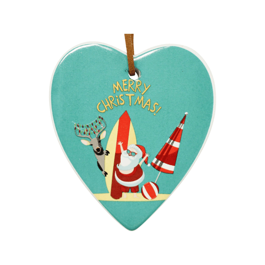 Ceramic Hanging Heart Gift Tag Santa - Ginja B