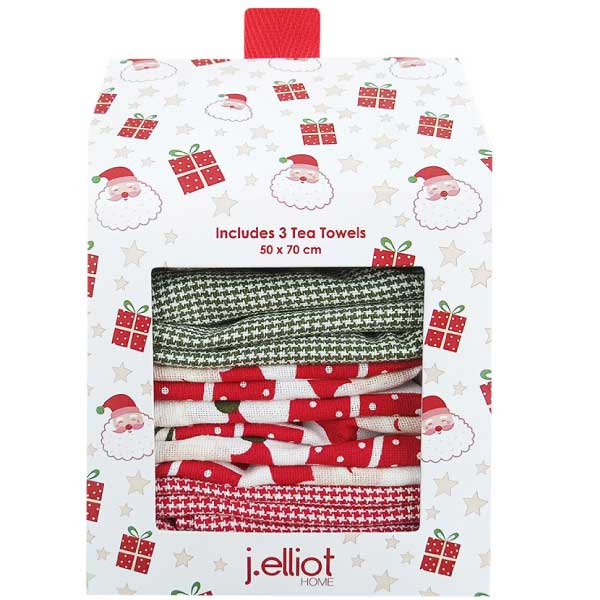 Santa Gift Set of 3 Tea Towels - Ginja B