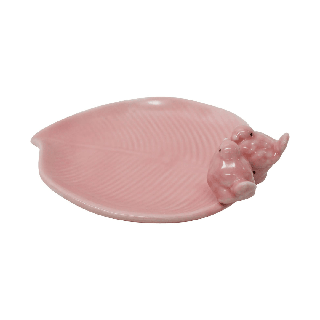 Ceramic Bird Dish Pink Trinket Tray - Ginja B