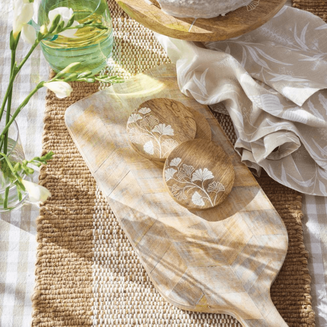 Ginkgo Coasters Set of 4 10x10cm Natural - Ginja B