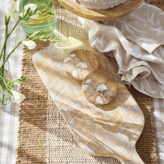 Ginkgo Coasters Set of 4 10x10cm Natural - Ginja B