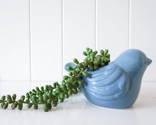 Pot/Planter - Blue Sparrow Bird Small - 16x10x10cm - Ginja B