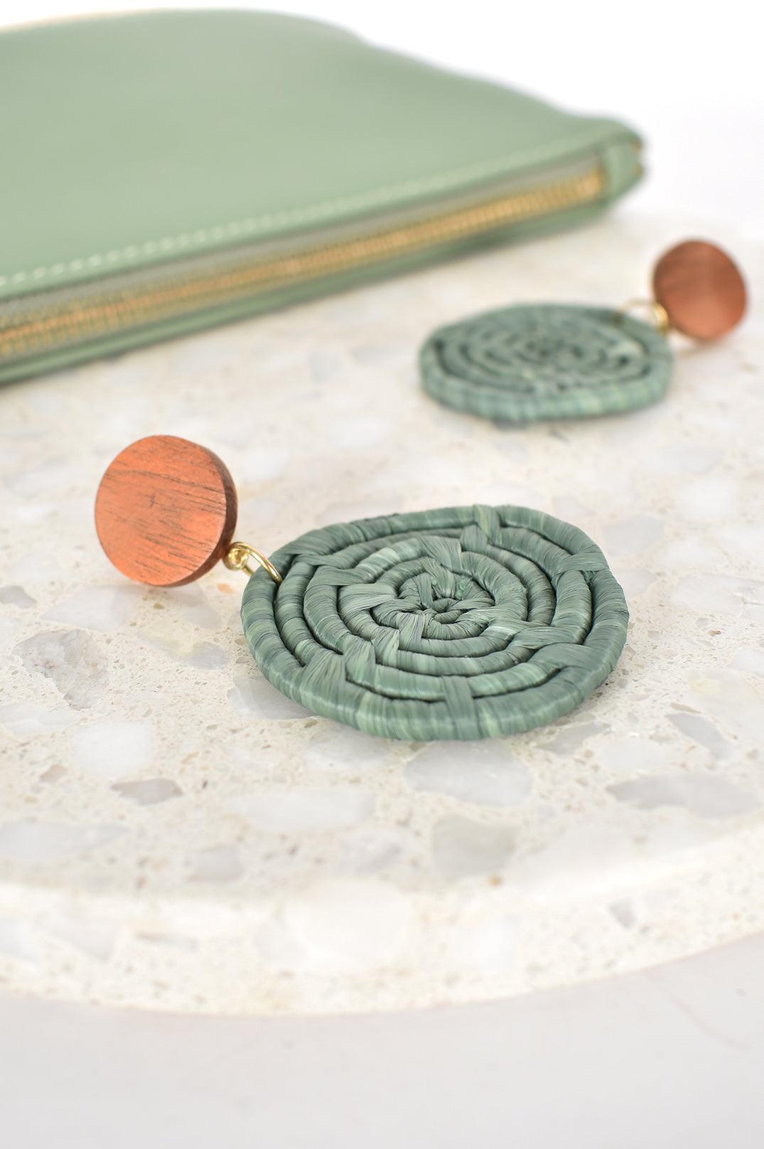 PAPER RAFFIA CROCHET CIRCLE EARRINGS - Ginja B