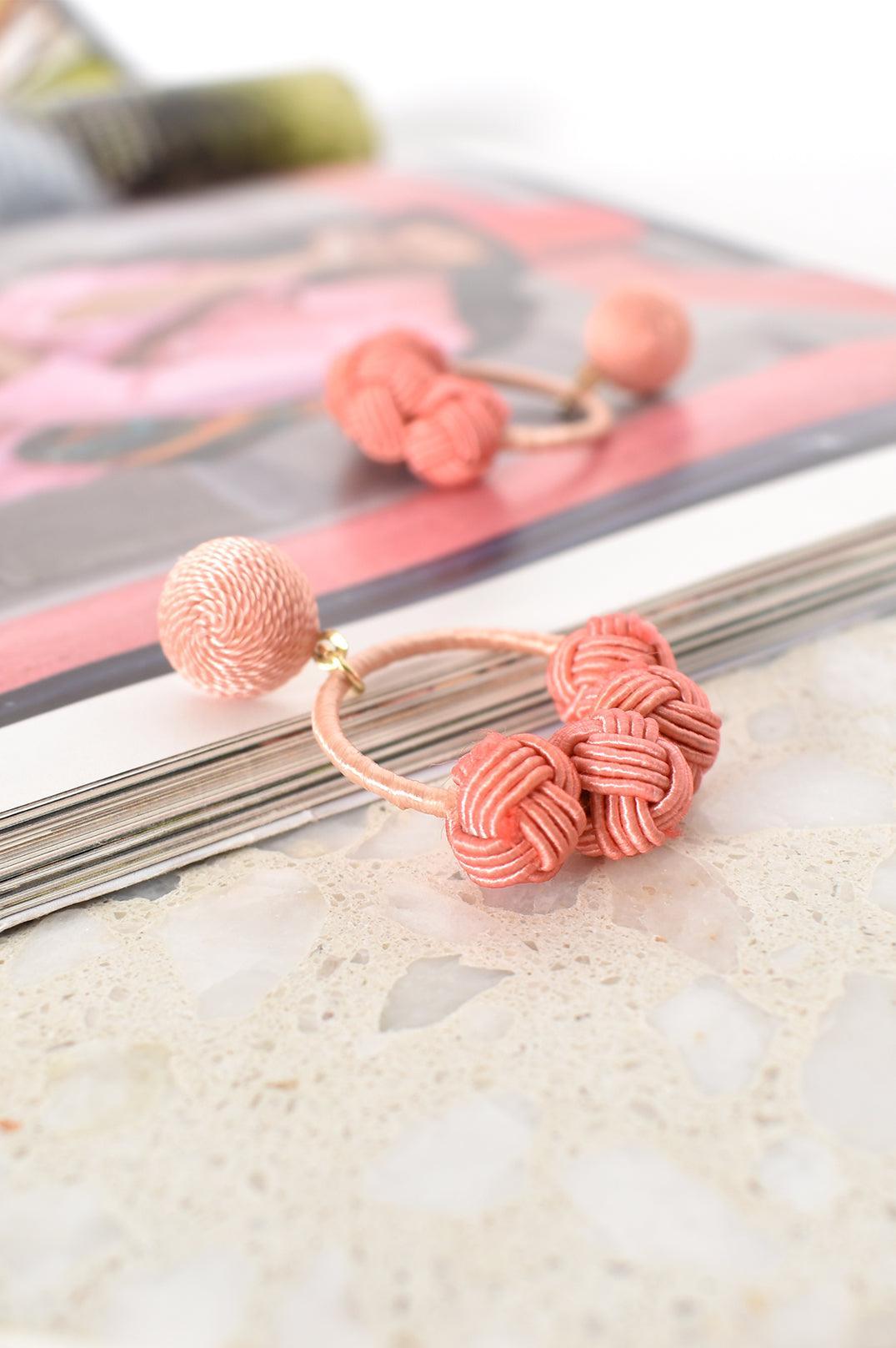 Weave Drop Ring Ball Earrings - Ginja B