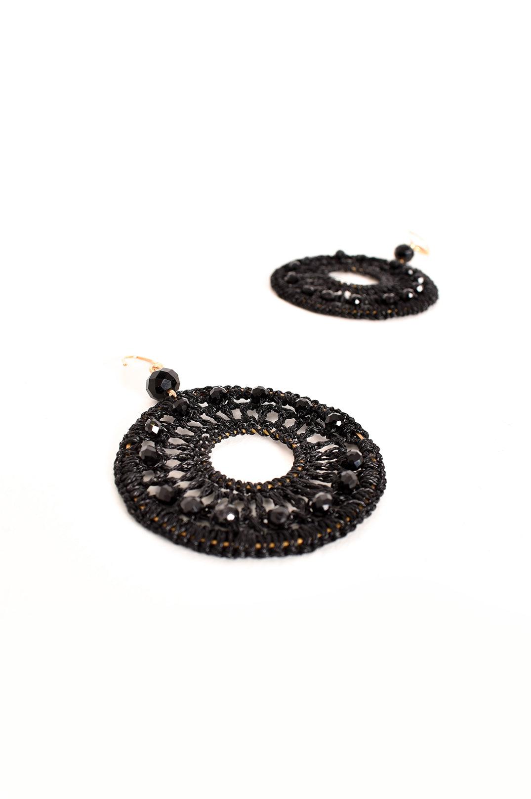 Dream Catcher Beaded Black Hook Earrings - Ginja B