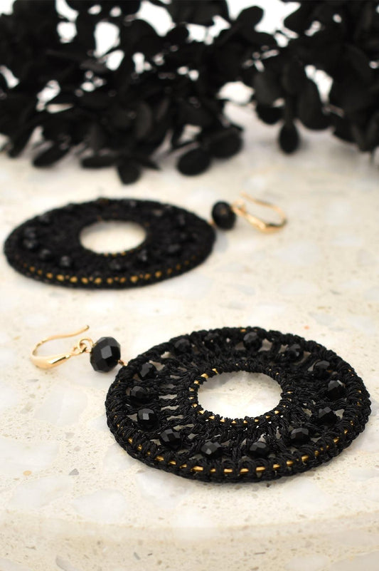 Dream Catcher Beaded Black Hook Earrings - Ginja B