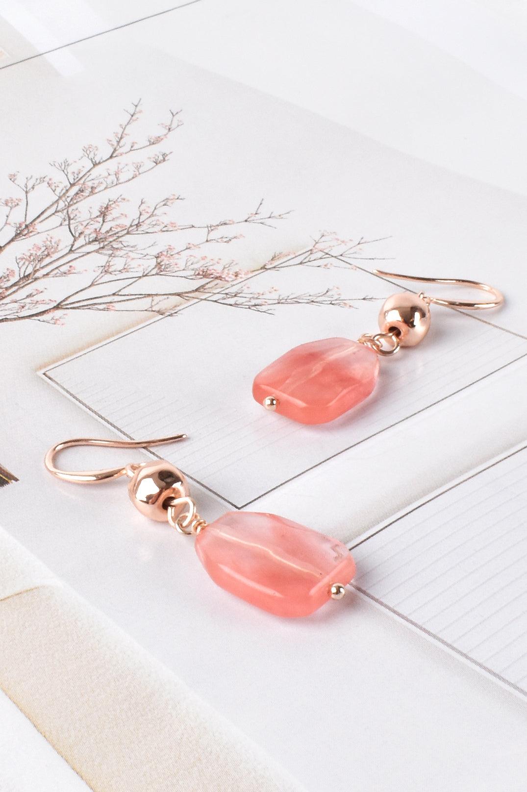 Pink Rose Delicate Hooked Earrings Adorne - Ginja B