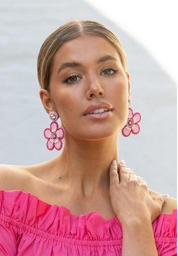 Floral Drop Beaded Earrings Adorne - Ginja B
