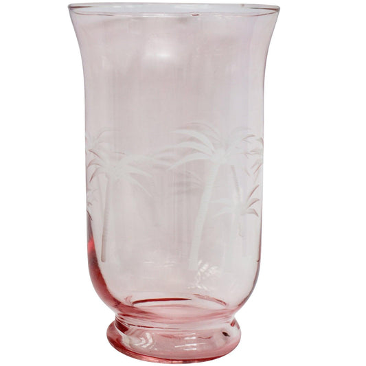 Glass Candle Holder Palm Peach 15x15x26cm - Ginja B