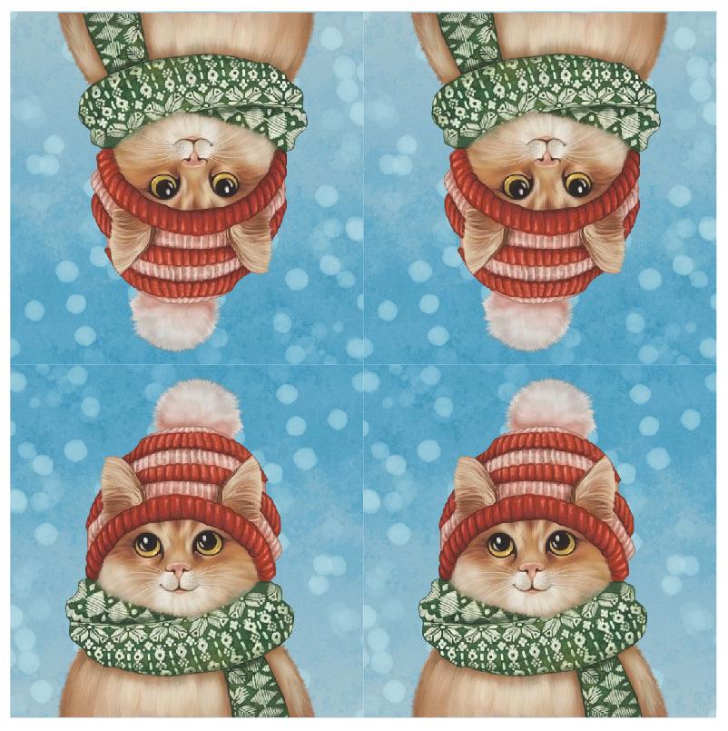 Christmas Cat Napkins - Ginja B