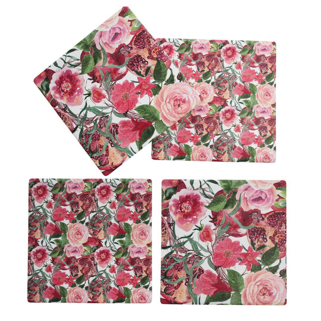 Pomegranate Themed Coasters Set 4 - Ginja B