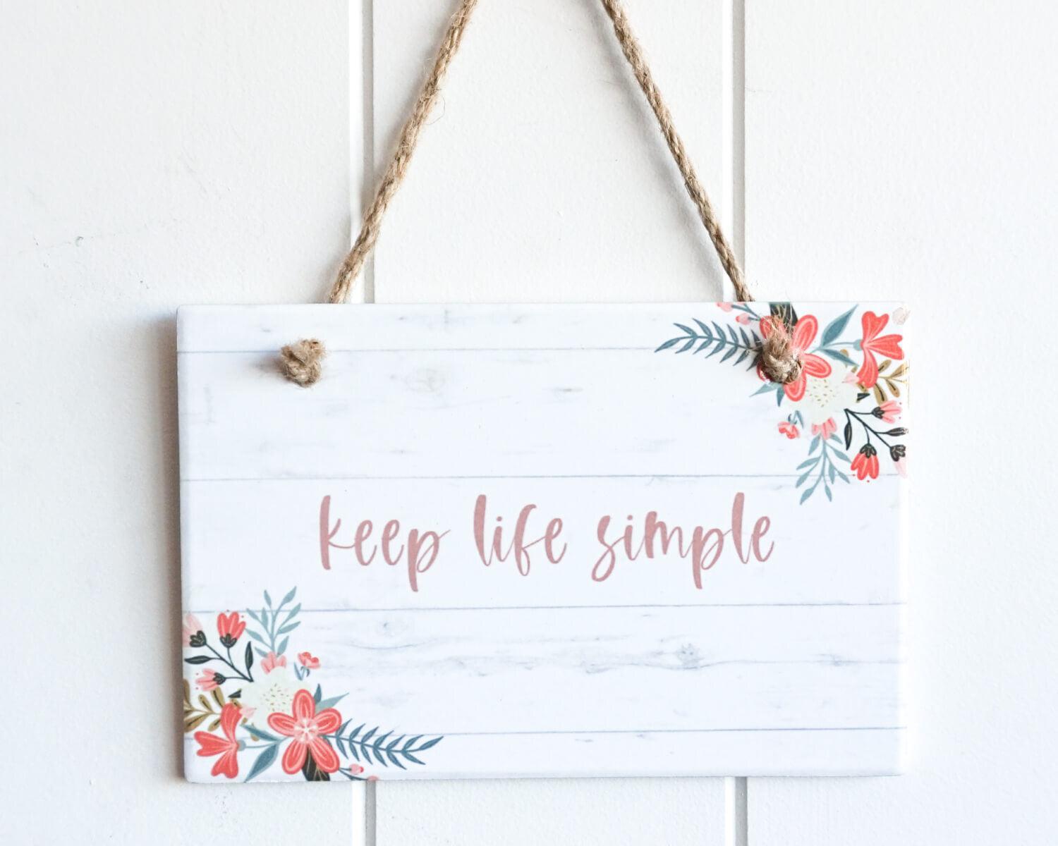 Hanging Wall Plaque - Rectangle - Simple Life - 19x12 - Ginja B