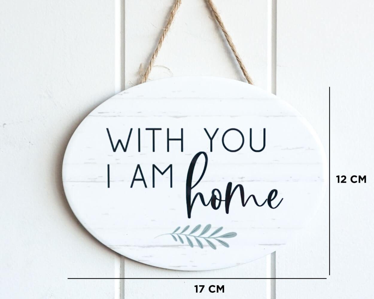 Hanging Wall Plaque - Oval - I am Home - 17x12 - Ginja B