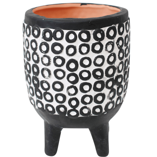 Planter Black Circles 11x11x14.5cm - Ginja B