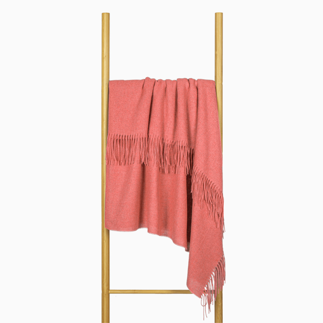 Paddington Merino Wool Blend Throw Rug - Peach 140Wx200H cm - Ginja B