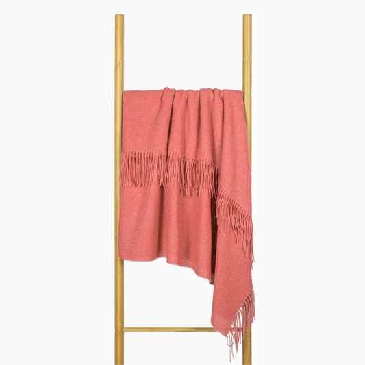 Paddington Merino Wool Blend Throw Rug - Peach 140Wx200H cm - Ginja B