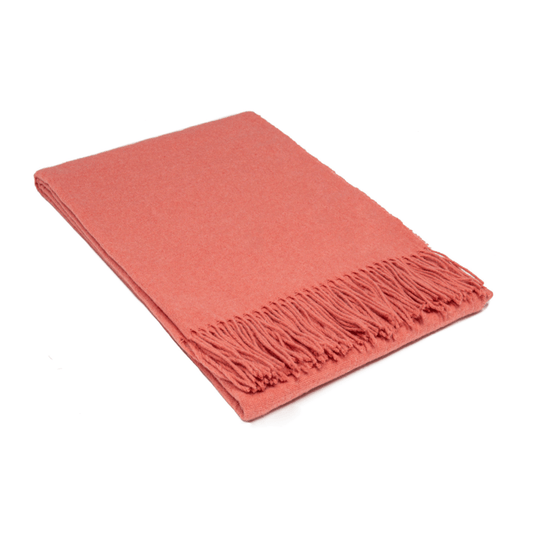 Paddington Merino Wool Blend Throw Rug - Peach 140Wx200H cm - Ginja B