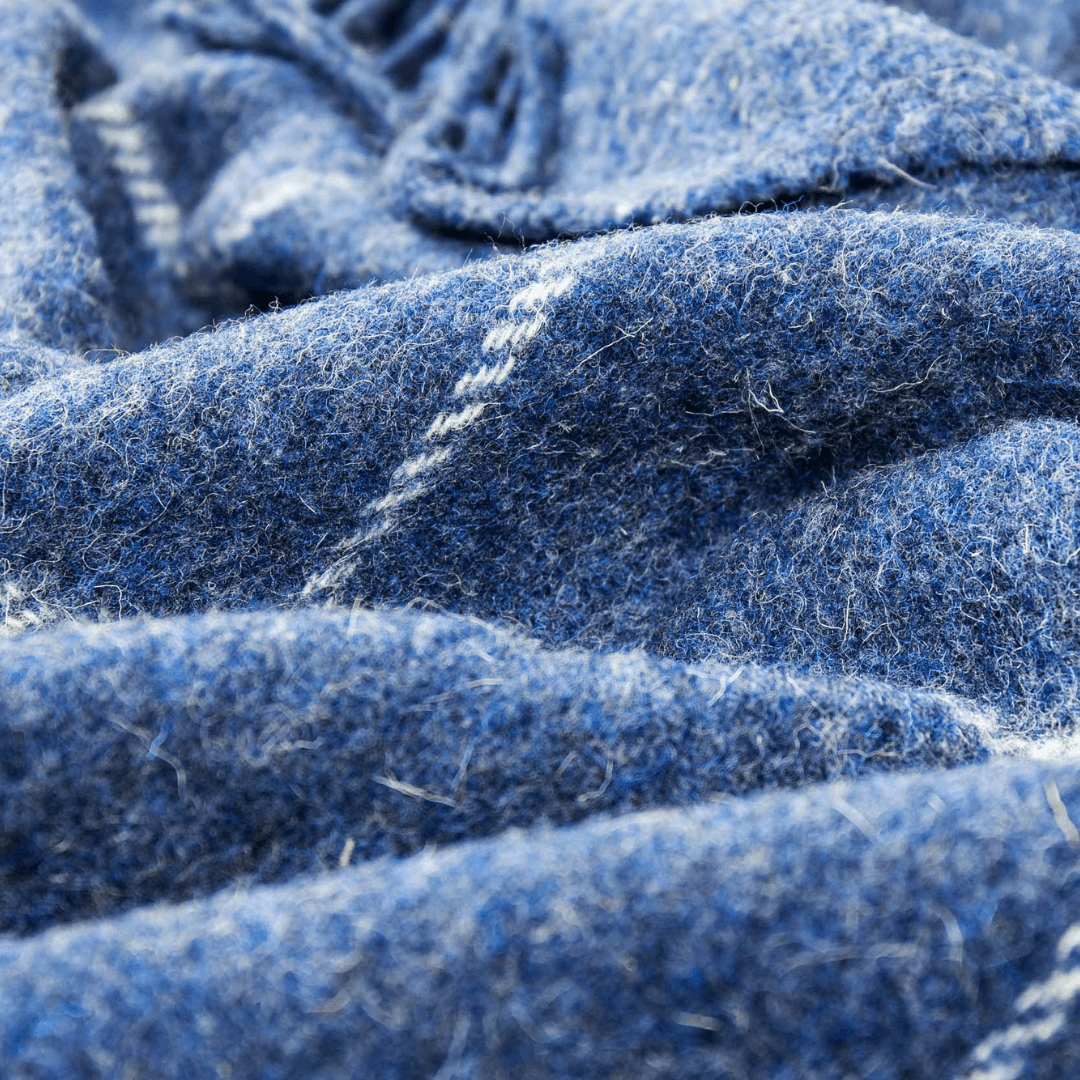 Brighton New Zealand Wool Throw Rug Collection Navy Stripe 140Wx200H cm - Ginja B