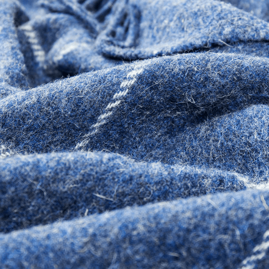 Brighton New Zealand Wool Throw Rug Collection Navy Stripe 140Wx200H cm - Ginja B