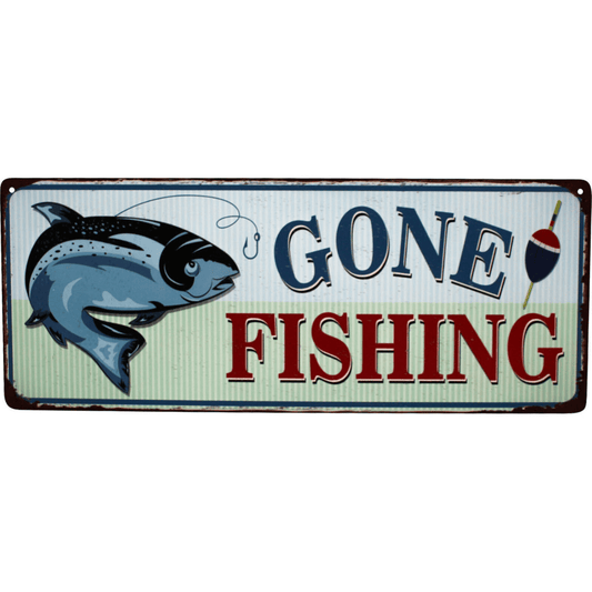 Gone Fishing Metal Sign - Ginja B