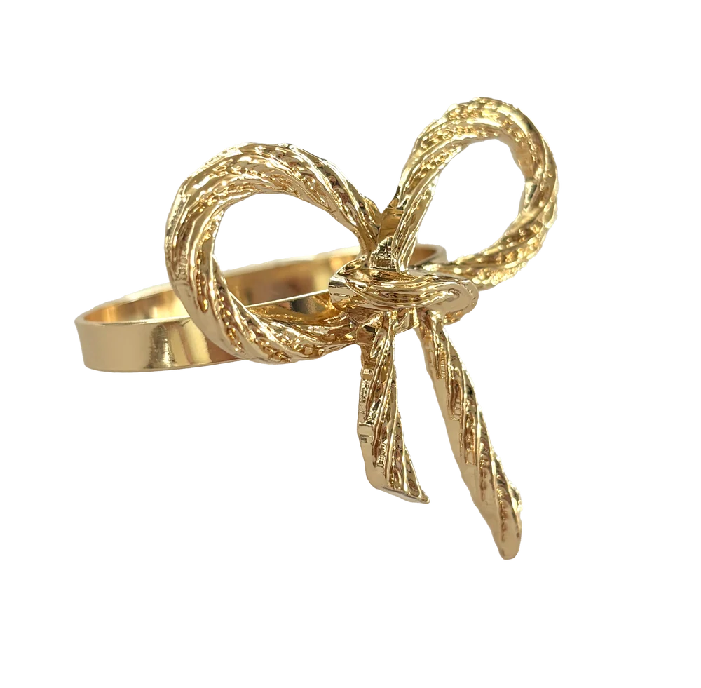 Gold Bow Napkin Rings – Set of 4 | J.Elliot Home