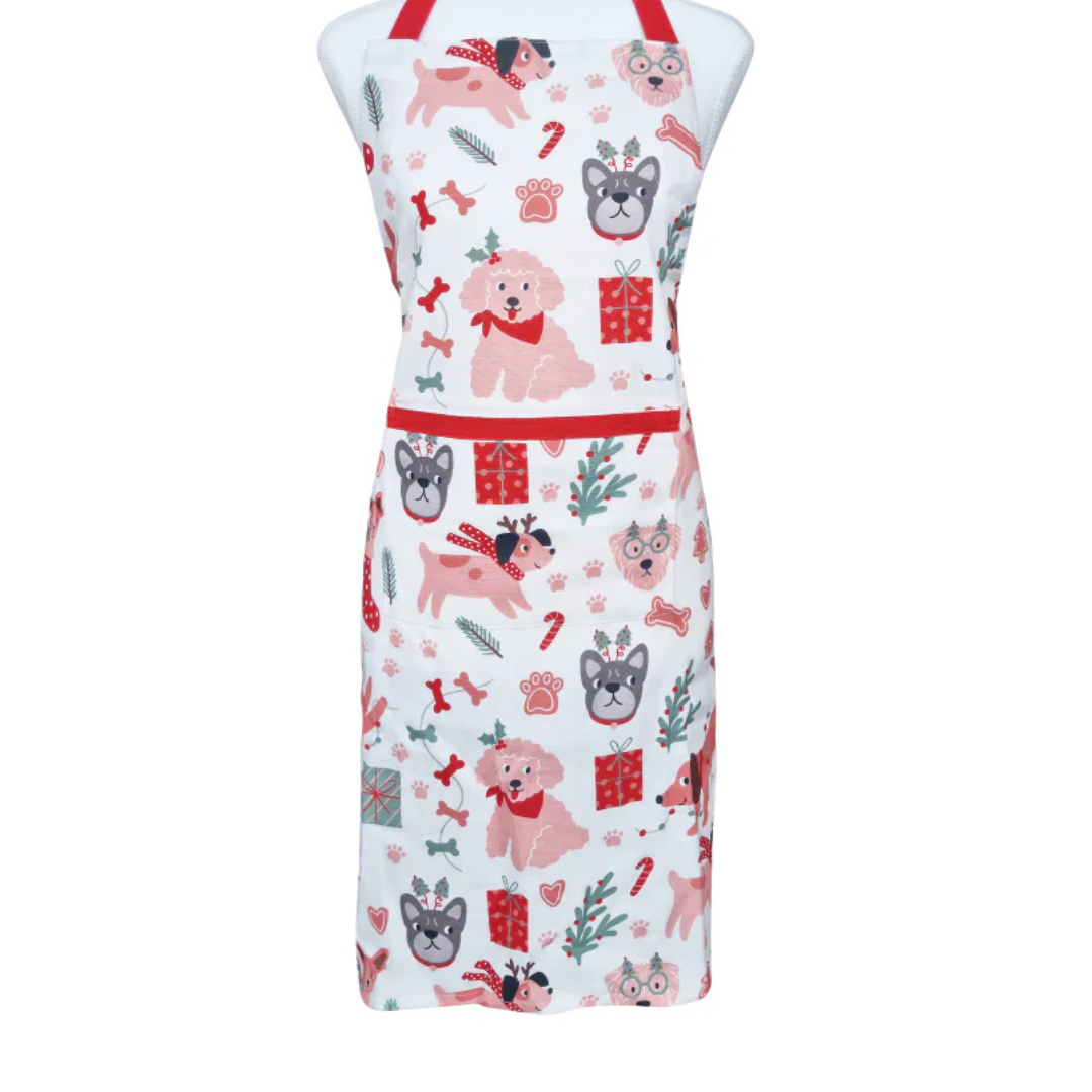 Dog Collage Christmas Apron White & Red 83x68cm - Ginja B