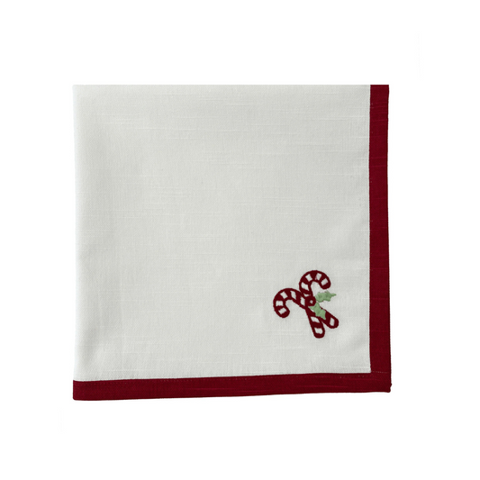 Candy Cane Printed Napkins 4pk 45x45x0.03cm