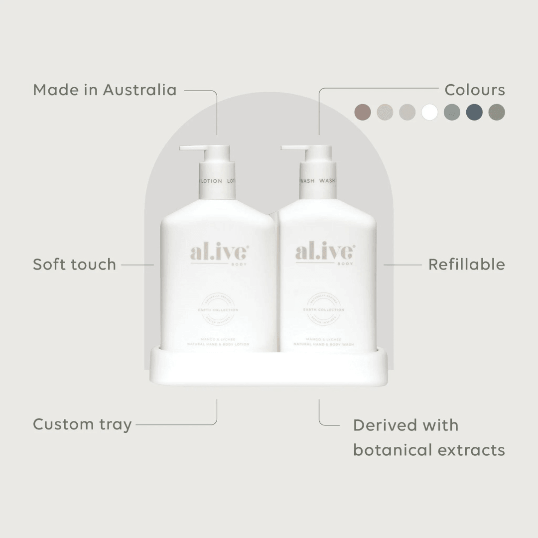 Alive Body Wash & Lotion Duo + Tray - Mango & Lychee - Ginja B