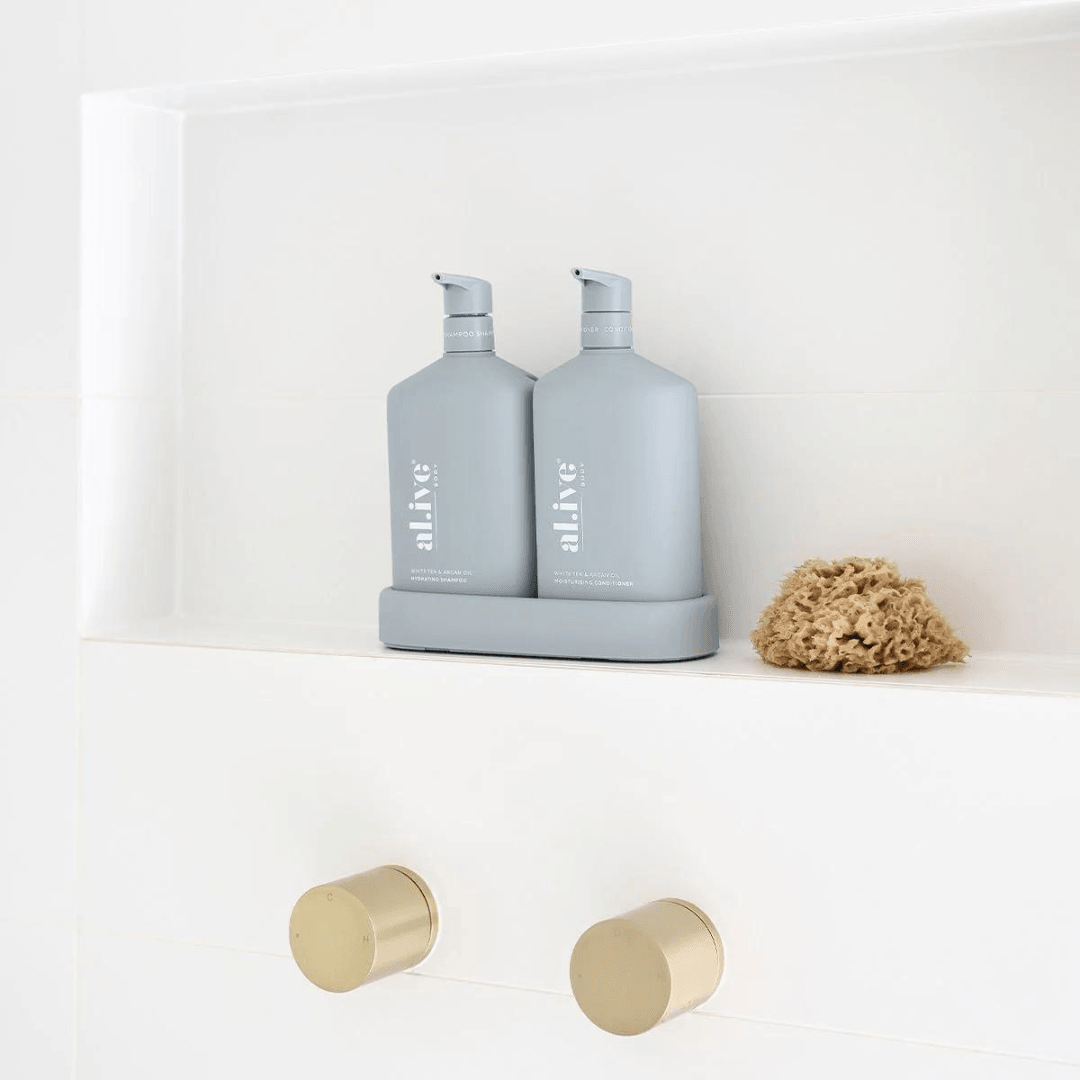 Shampoo & Conditioner Duo + Tray - White Tea & Argan Oil - Ginja B