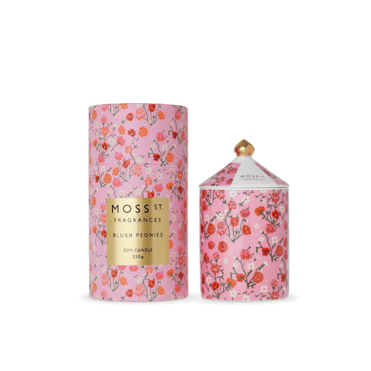 MOSS ST. Ceramic Candle 320g - Blush Peonies - Ginja B