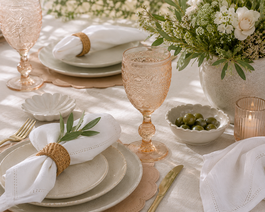 Festive Peach Embossed Wine Glass
