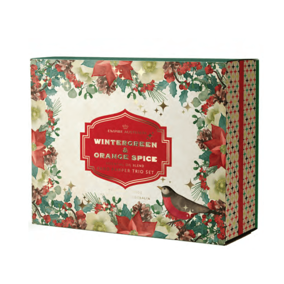 'Christmas Wreaths' Wintergreen & Orange Spice Hand Care Trio - Ginja B