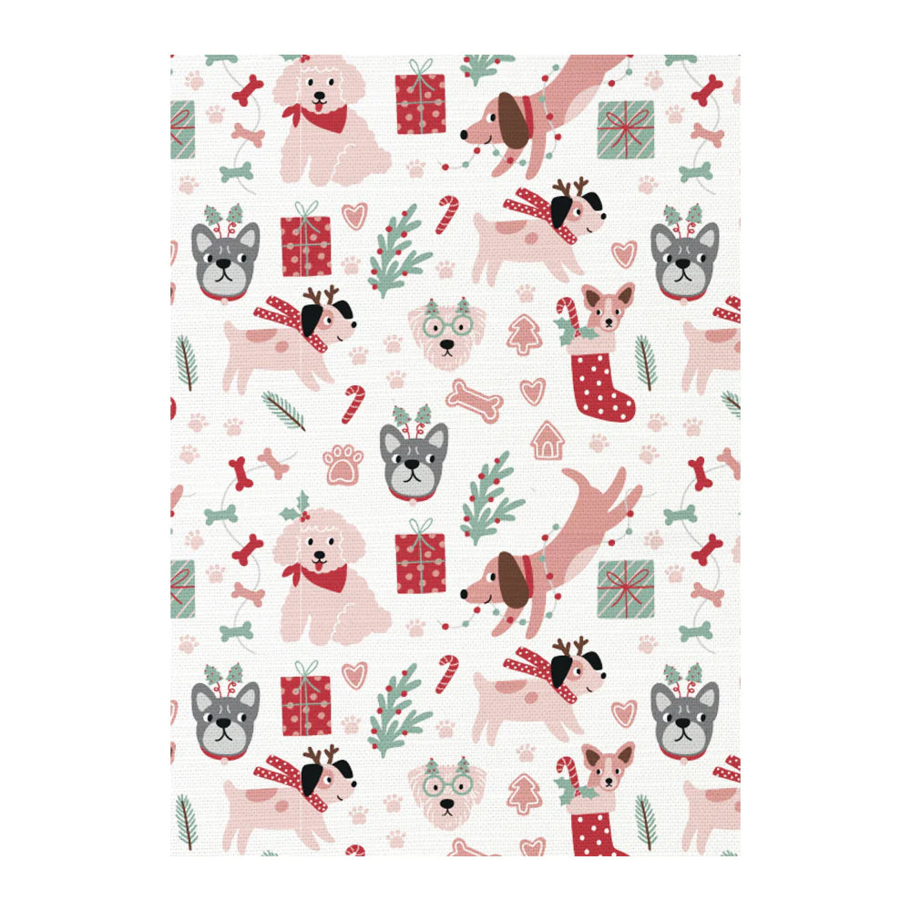 Dog Collage Christmas Tea Towel 2pk 50x70cm Red And White - Ginja B