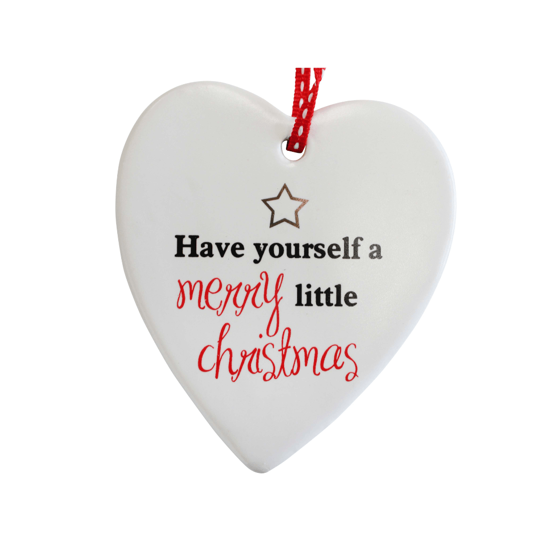Ceramic Hanging Heart Gift Tag Merry Christmas - Ginja B