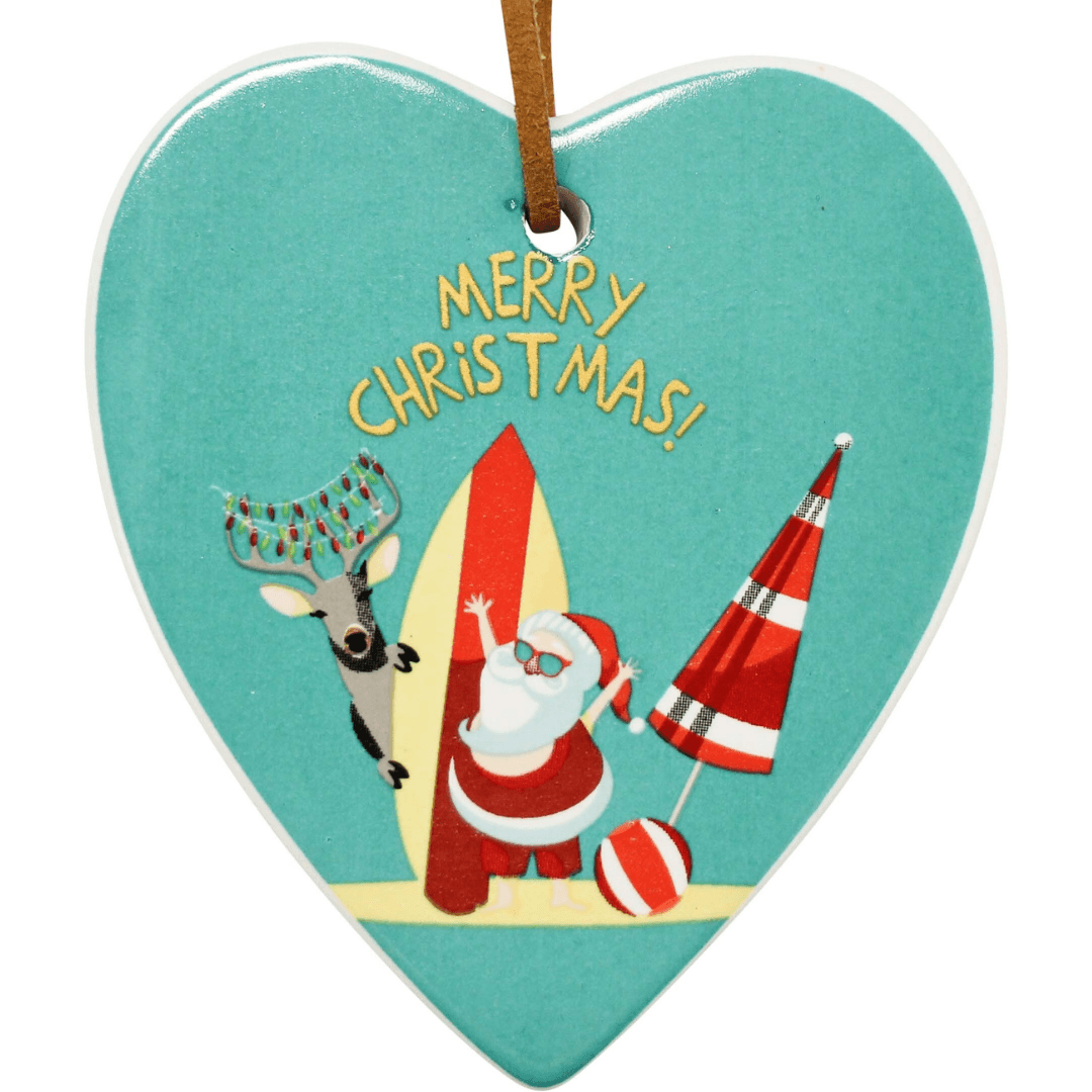 Ceramic Hanging Heart Gift Tag Santa - Ginja B