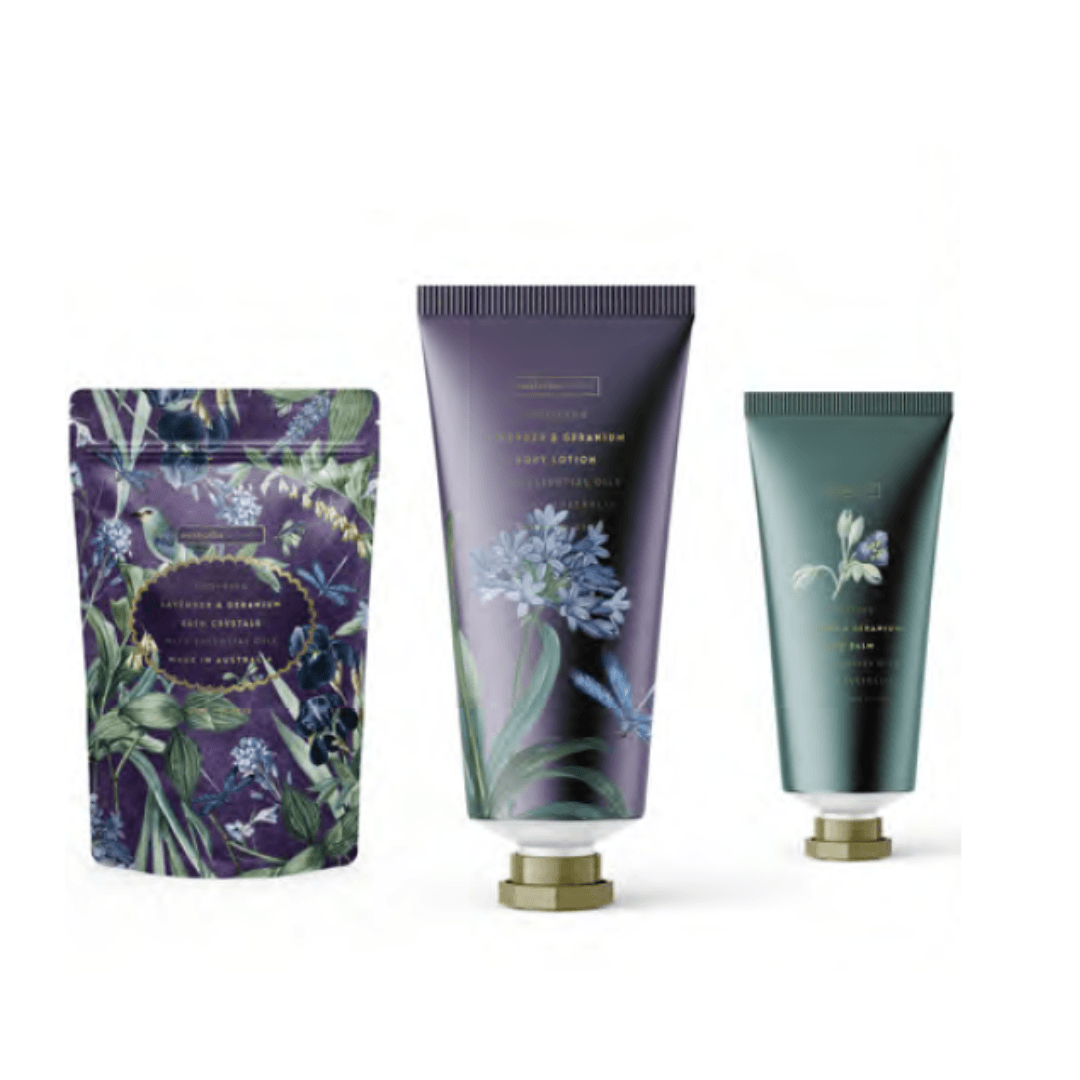 Lavender & Geranium Pamper Gift Box Trio - Ginja B