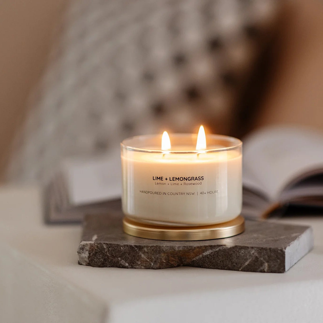 Lime And Lemongrass Gold Lid Soy Candle 330gms