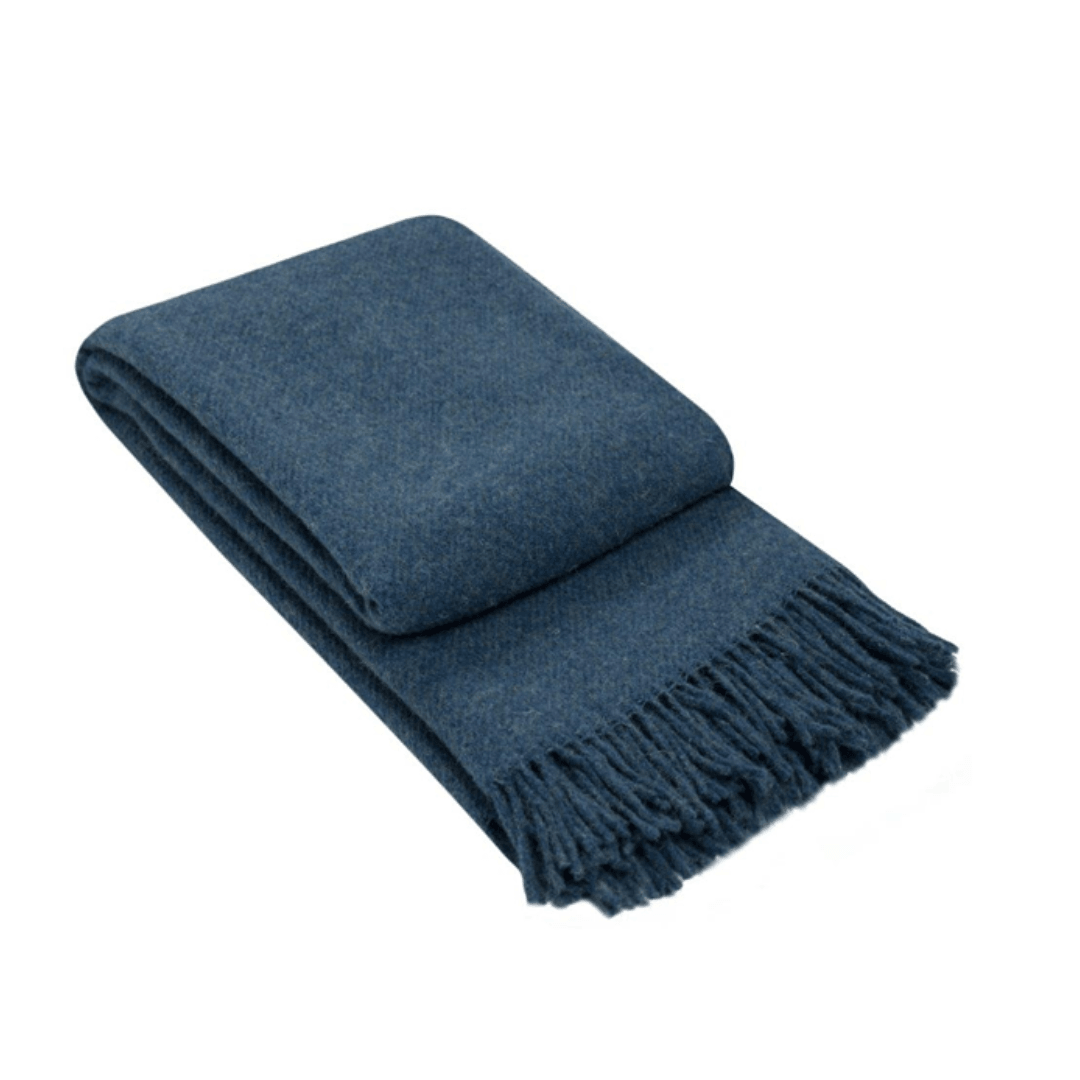 Brighton New Zealand 100% Wool Throw Rug Navy - Ginja B