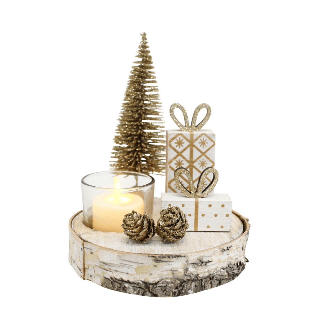 Wooden Christmas Themed Decorative Candle Holder - Ginja B