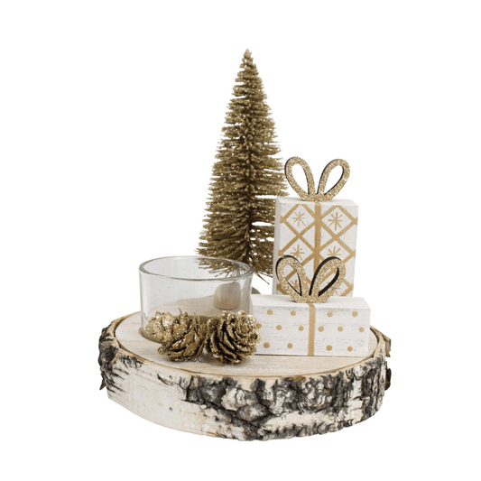 Wooden Christmas Themed Decorative Candle Holder - Ginja B