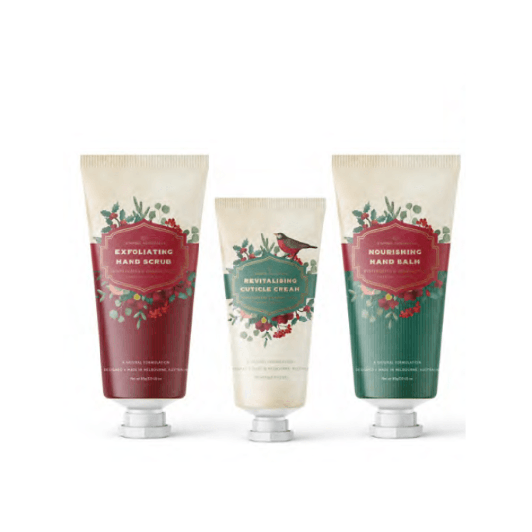 'Christmas Wreaths' Wintergreen & Orange Spice Hand Care Trio - Ginja B