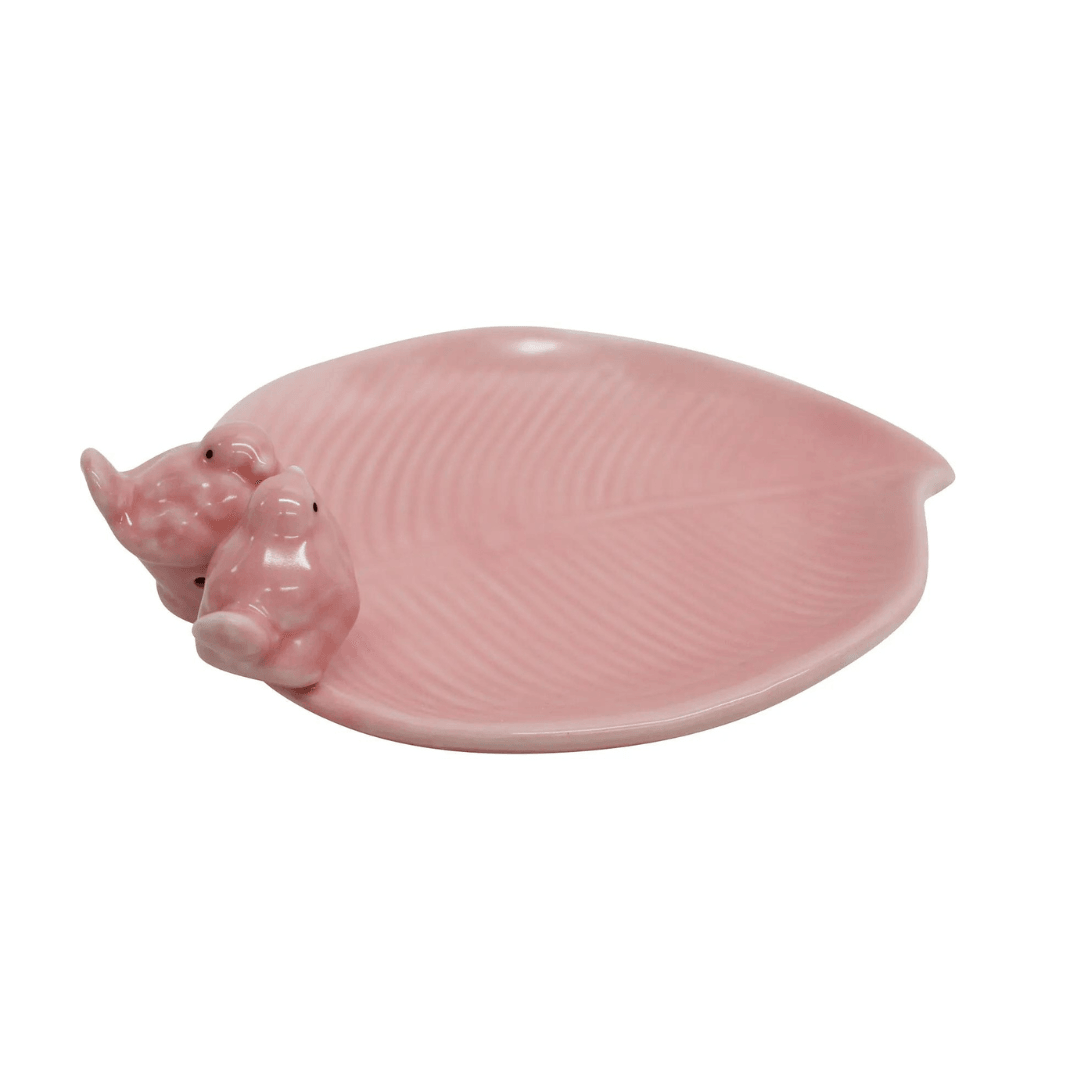 Ceramic Bird Dish Pink Trinket Tray